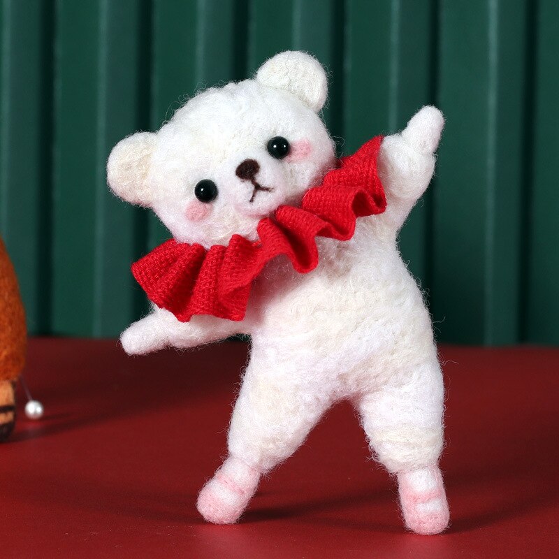 Cute Cartoon Animal DIY Wool Felt Handmade Craft Kit Needle Poked Kitting Unfinished Wool Felting Material: 2