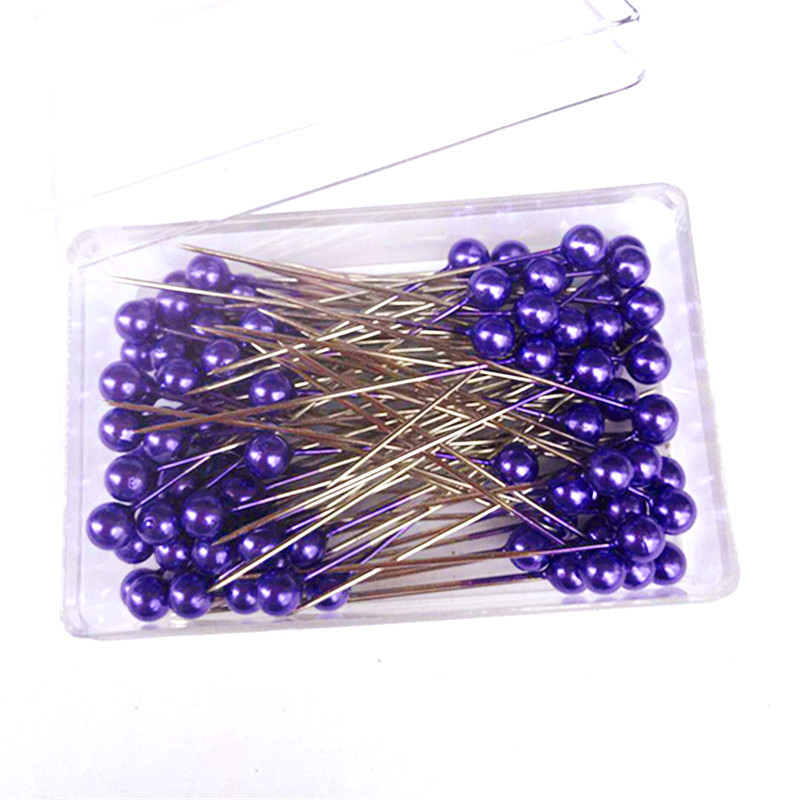 100Pcs/Box 40mm Colorful Round Pearl Head Needles Stitch Straight Push Sewing Pins For Dressmaking DIY Sewing Tools Positioning: 09