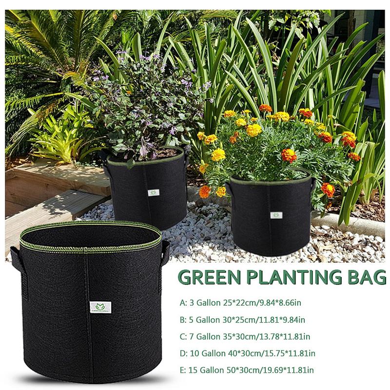 3/5/7/10/15 gallon svart förtjockande tyg kruka växtpåse rotbehållare med handtag smarta krukor idealiska för växter som växer
