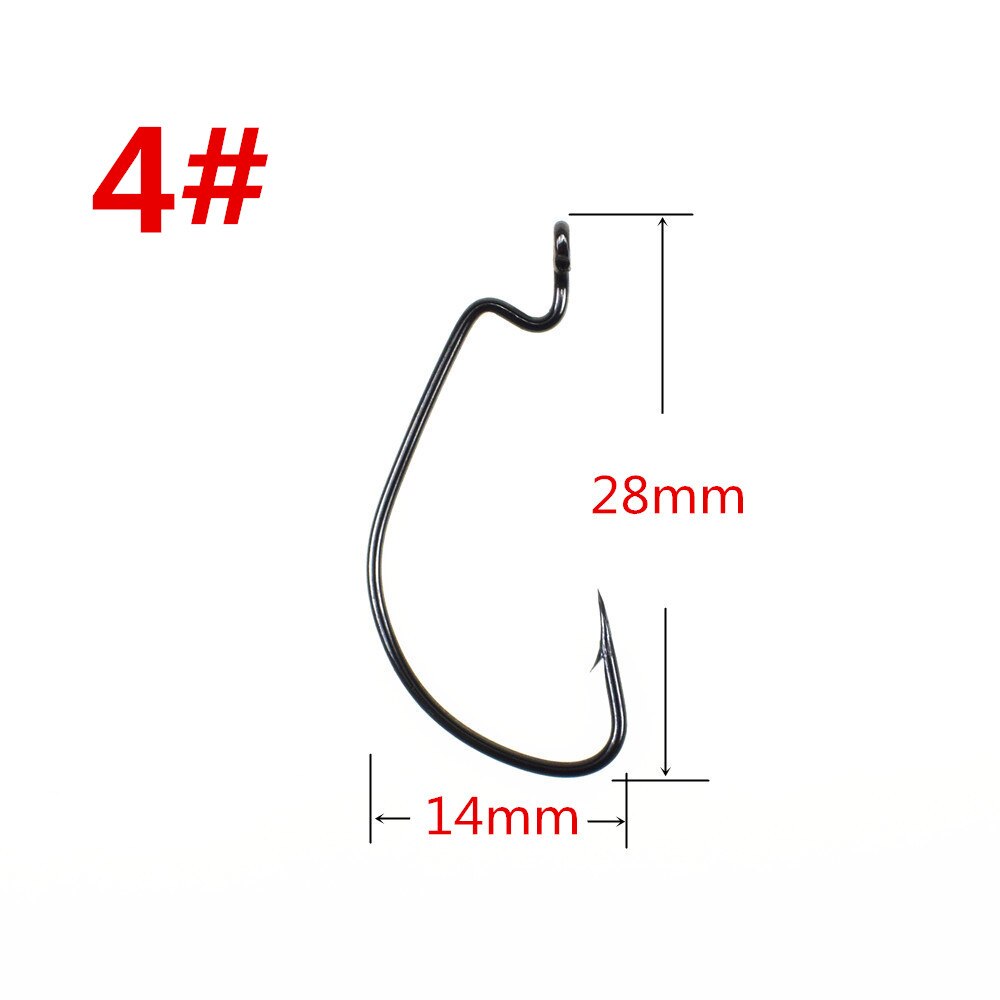50pcs Soft Worm Lure Offset Fishing Hook Carbon Steel Wide Crank Fishhook: 4