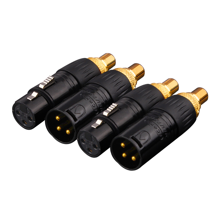 Een paar audio-adapter 3-pins XLR naar RCA vrouwelijke audio-adapter mannelijk naar RCA-connector XLR-converter