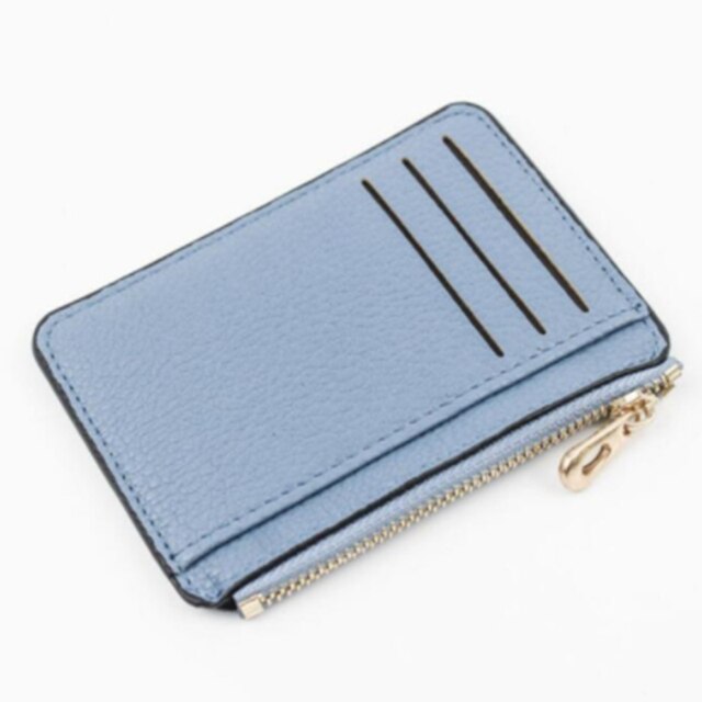 Mannen/Vrouwen Mini Id-kaart Houders Business Credit Card Houder Pu Leather Slim Bankkaart Case Organizer Portemonnee Rits unisex: blue 2