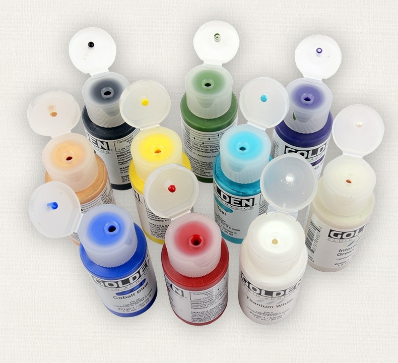 Golden Fluid Acrylic Paint 1 Ounce (30ml) for dry brush application, fine details, pouring, spraying, staining etc, 1 bottle