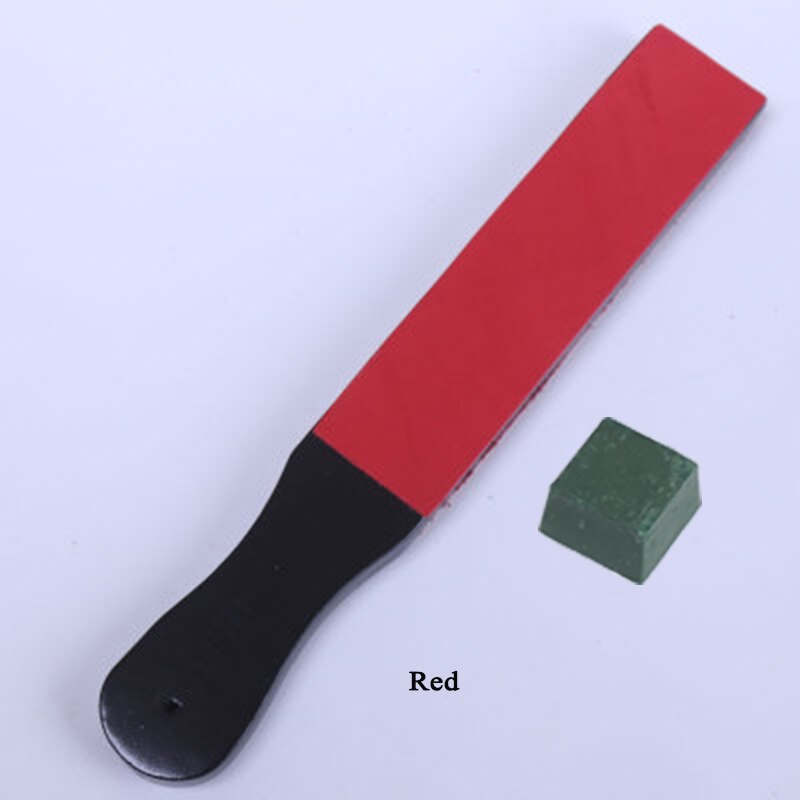 Wuta tre dobbel side lær kniv slipe stropp verktøy barberhøvel poleringsbrett med poleringsblanding og lær 7 farger tilgjengelig: Rød