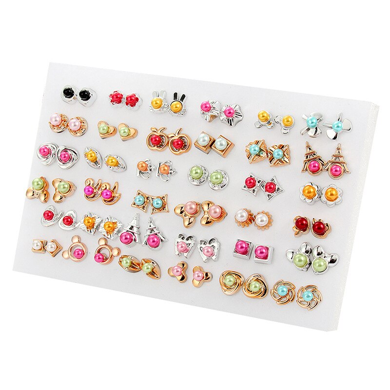 Mode Gemengde Rhinestone Gesimuleerde Pearl Geometrische Dier Hart Bloem Stud Oorbellen Set Voor Vrouwen Meisjes Kids Sieraden: WR744-2