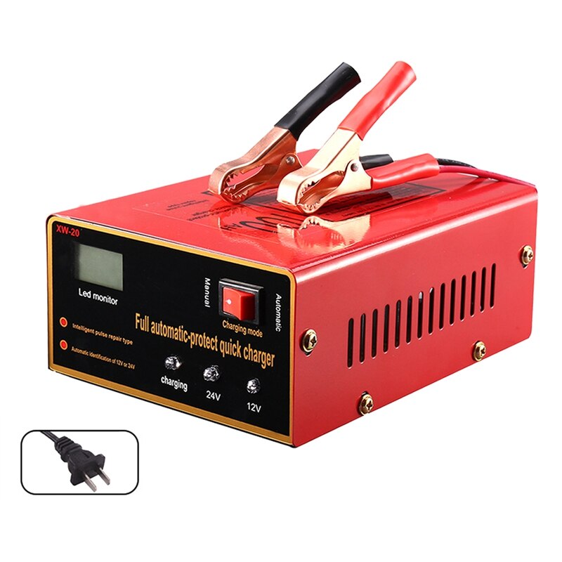 12V/24V Car Battery Charger Volt Pure Copper Pulse Repair Smart Car Battery US Plug: Default Title