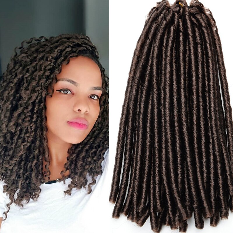 Soft Faux Locs Synthetic Hair 14&quot; 70g Jamaican Crochet Braids hair Full Star Brown Ombre Black Bug for Women Hair Extensions: #4