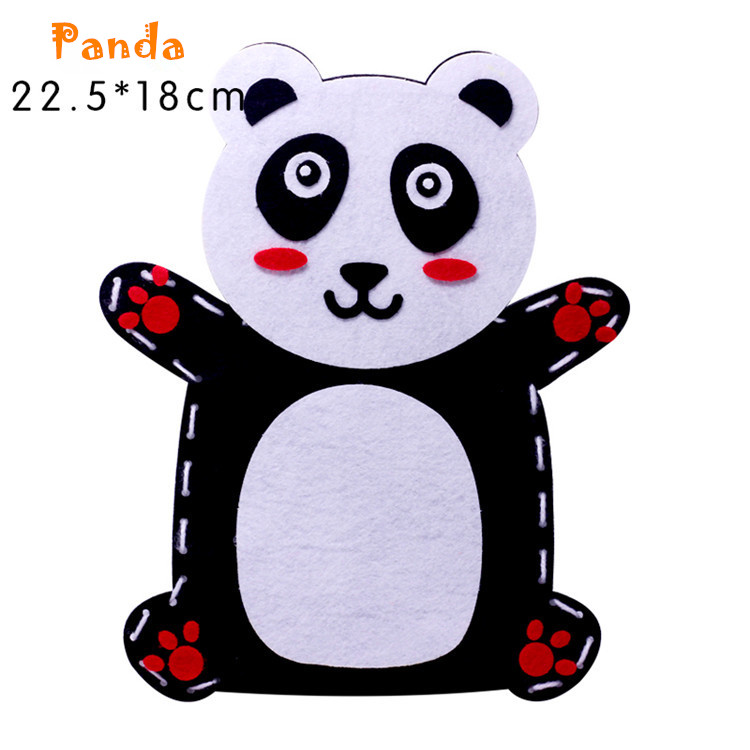 Børn gør-det-selv ikke-vævet tegneserie hånddukke håndlavet dyr hånddukke gør-det-selv materiale pakke tegneserie sylegetøj håndværkslegetøj: Panda