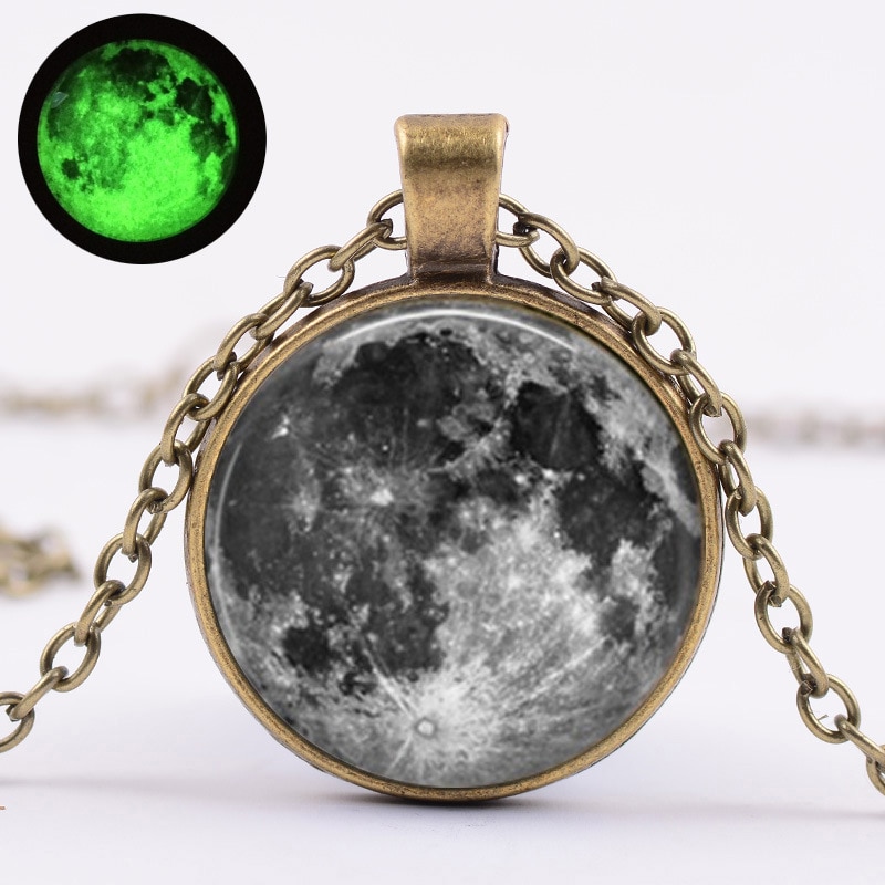 Bracelet lune naissance lueur dans la lune sombre Phase argent chaîne Bracelet brillant anniversaire lune bijoux lunaire Phase Bracelets charme: Bronze necklace