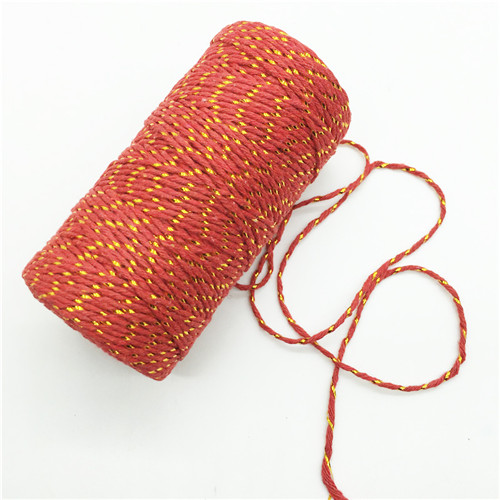 100 m/roll Kleurrijke DIY 2ply Bakers Roze String Katoenen Koorden Touw voor Home Decor Handgemaakte Kerst Cadeau Verpakking ambachtelijke Projecten: Red gold