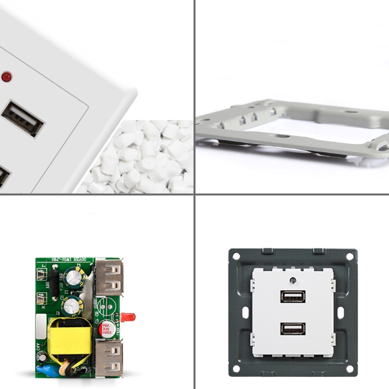 1 Pc 2/4 Ports USB Electrical Socket Station Power Adapter Plug Outlet 110V-250V for Home Office Use Wall Mounting Charger