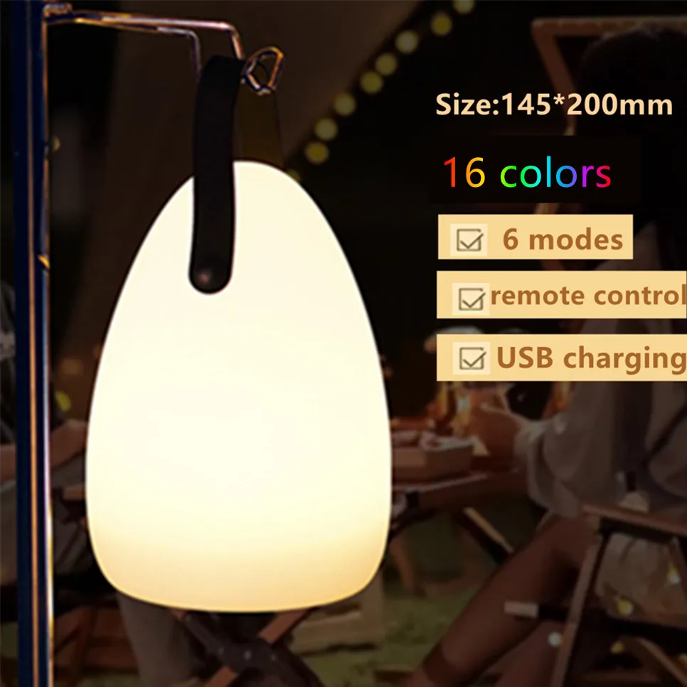 Tuya-Controle Remoto Inteligente RGB LED Table Lamp, impermeável, sem fio, carregamento USB, Camping ao ar livre, Decoração portátil, 16 cores: Preto