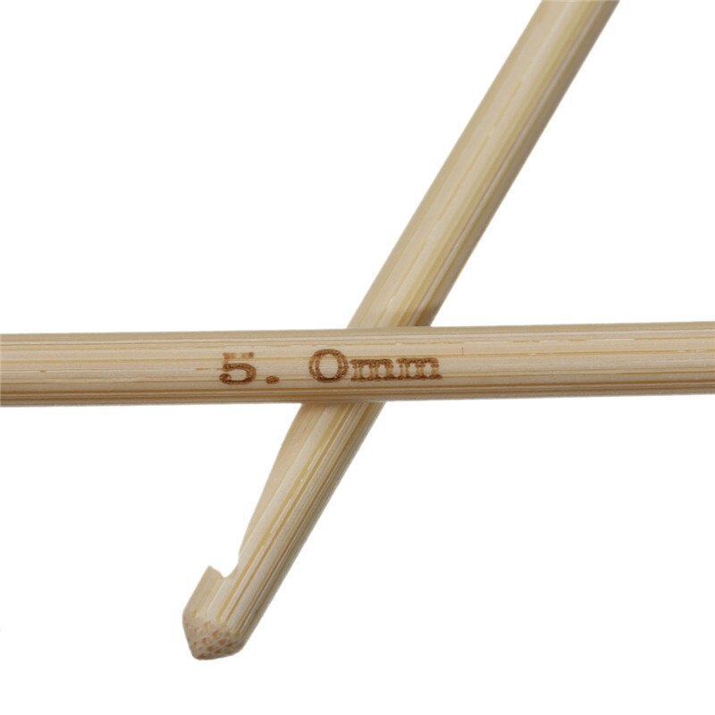 Juego de ganchos de ganchillo de doble punta, de bambú Natural de 5mm, para tejer a mano, 16cm(6 2/8 ") de largo, 5 unids/set por juego
