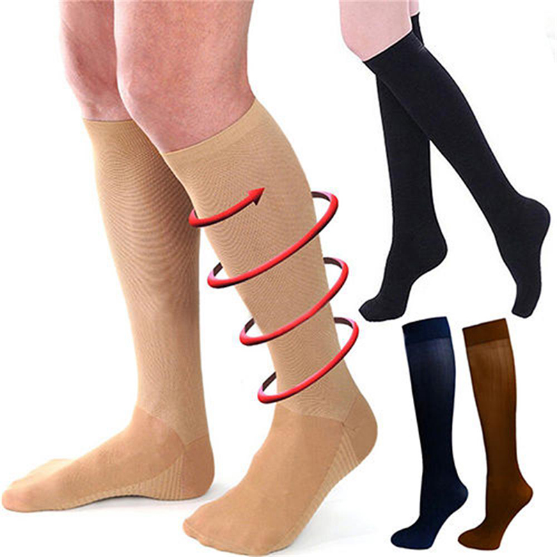 Multi - color pressure varicose veins leg compression socks relief pain knee sport socks support stretch breathable soccer socks