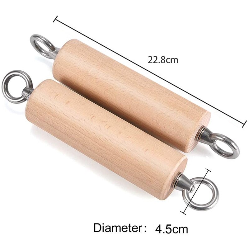 -Wooden Pull Up Climbing Hold Grips - 1 Pair Hand Grips Strengthener Exerciser Training Tools for Grip Strength