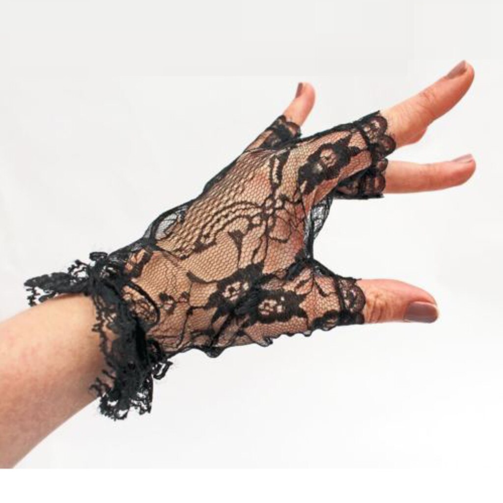 Punk Goth Lady Disco Dance Costume Lace Fingerless Mesh Fishnet Gloves summer Candy colors Gloves without fingers: Default Title