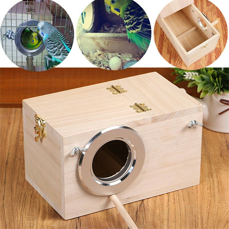 1pcs Wooden Bird Breeding Box 3 Sizes Parrot Nesting Box Hatching Cage Case For Parakeets Budgies Finch Parrot Bird Box