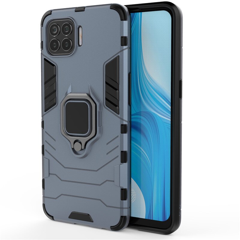 Custodia con supporto ad anello per OPPO F17 pro custodia OPPO F17 A93 A73 4G coperchio custodie per armatura paraurti posteriore rigido per OPPO F17 pro Funda: ForOPPO F17 (A73 4G) / NavyBlue
