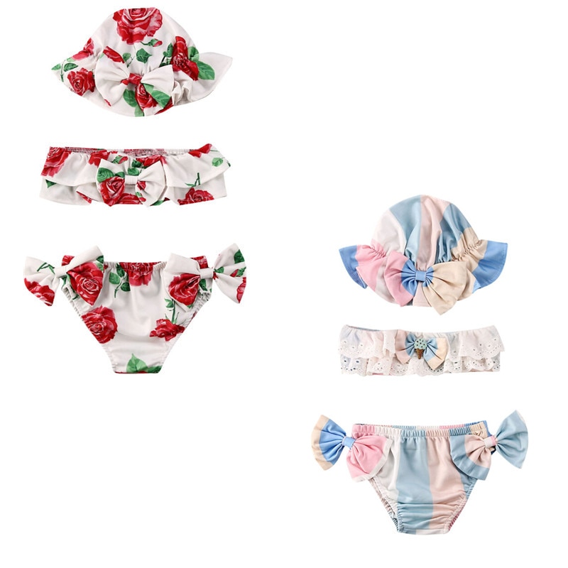 Newborn Baby Girl Bikini Set Swimsuit Floral Swimwear Bathing Beach Sunsuit