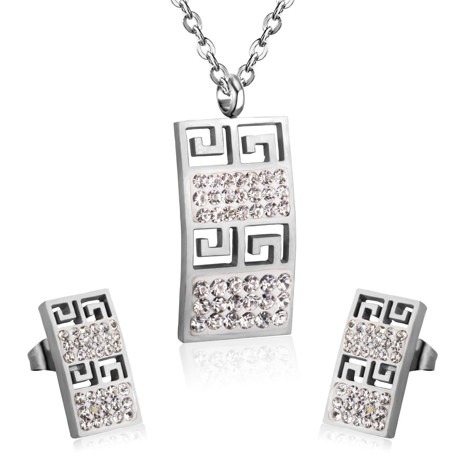 LUXUSTEE Da Sposa cubo Zirconia impostato di Gioielli in Oro/Argento di colore Geometria Della Collana Del Pendente in Acciaio Collana Delle Donne impostato