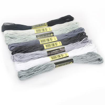 Lote de 8 unidades multicolor de hilos DMC de 7,5 m de largo, accesorios para bordado de punto de cruz, herramientas para costura de hilos de algodón Sewi X6W5: gray  series