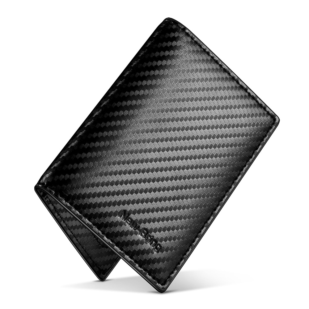 NewBring porte-monnaie porte-carte d'identité en Fiber de carbone noir pour hommes