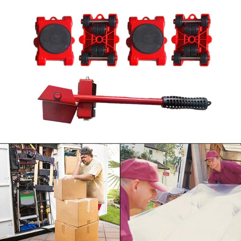 5pcs Portable Home Trolley Lift Elaborate Manufacture Prolonged Durable Move Transport Mover for Heavy Furniture Moving