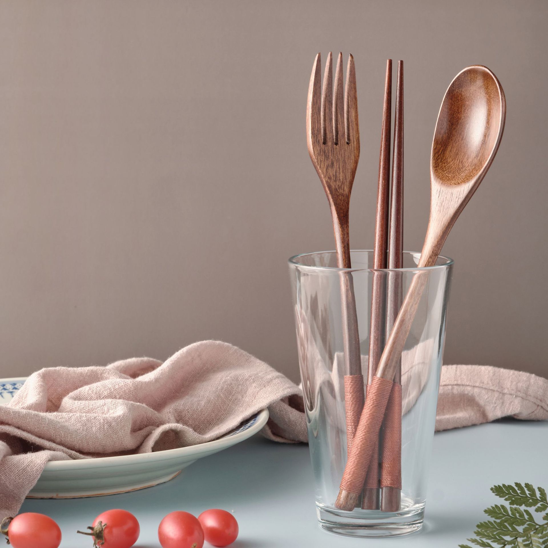 Japanse Houten Servies Set Eetstokjes Vork Lepel 3 Stuks Set Creatieve Huishoudelijke Student Reizen Draagbare Servies Set