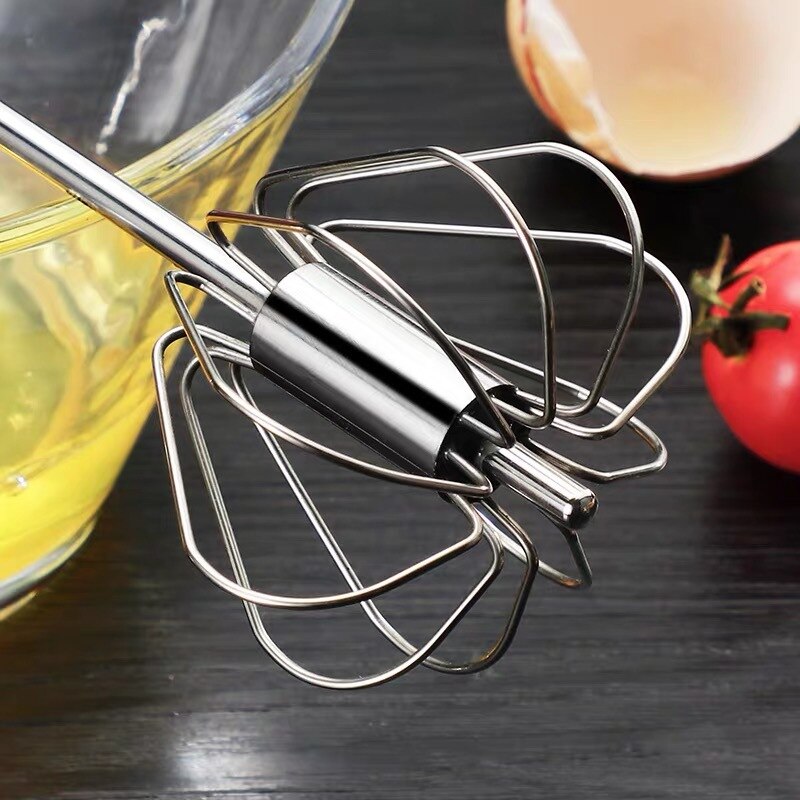 Semi Automatic Egg Beater Stainless Steel Manual Rotating Mixer Self Turning Egg Stirrer Kitchen Baking Accessories Egg Tools