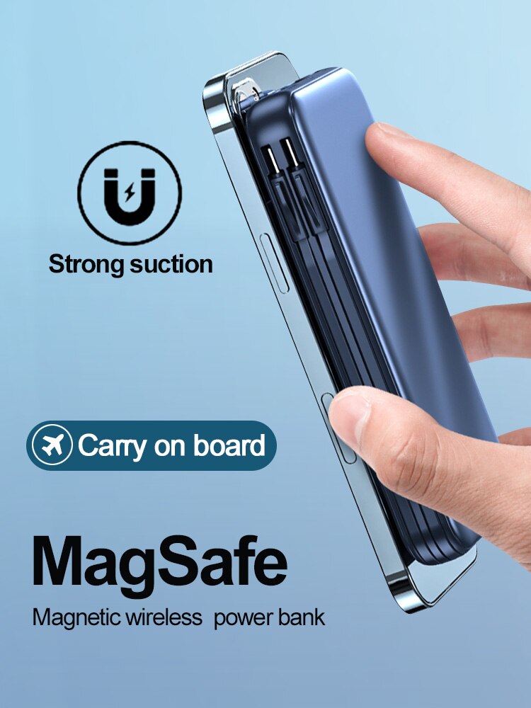 power bank10000mah telephone portable magsafe iphone 12 13 pro max wireless chargers charger carregador powerbank