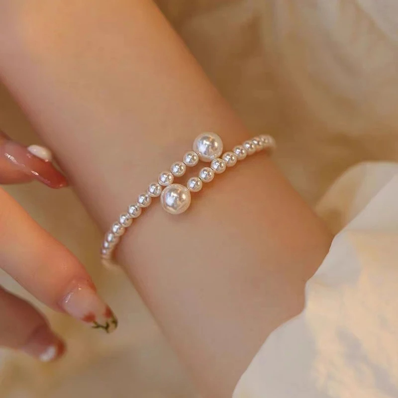 Francês romântico azul cristal concha borlas pulseira para mulheres luxo y2k bling pulseira especiarias meninas requintado jóias presente: Marrom Avermelhado