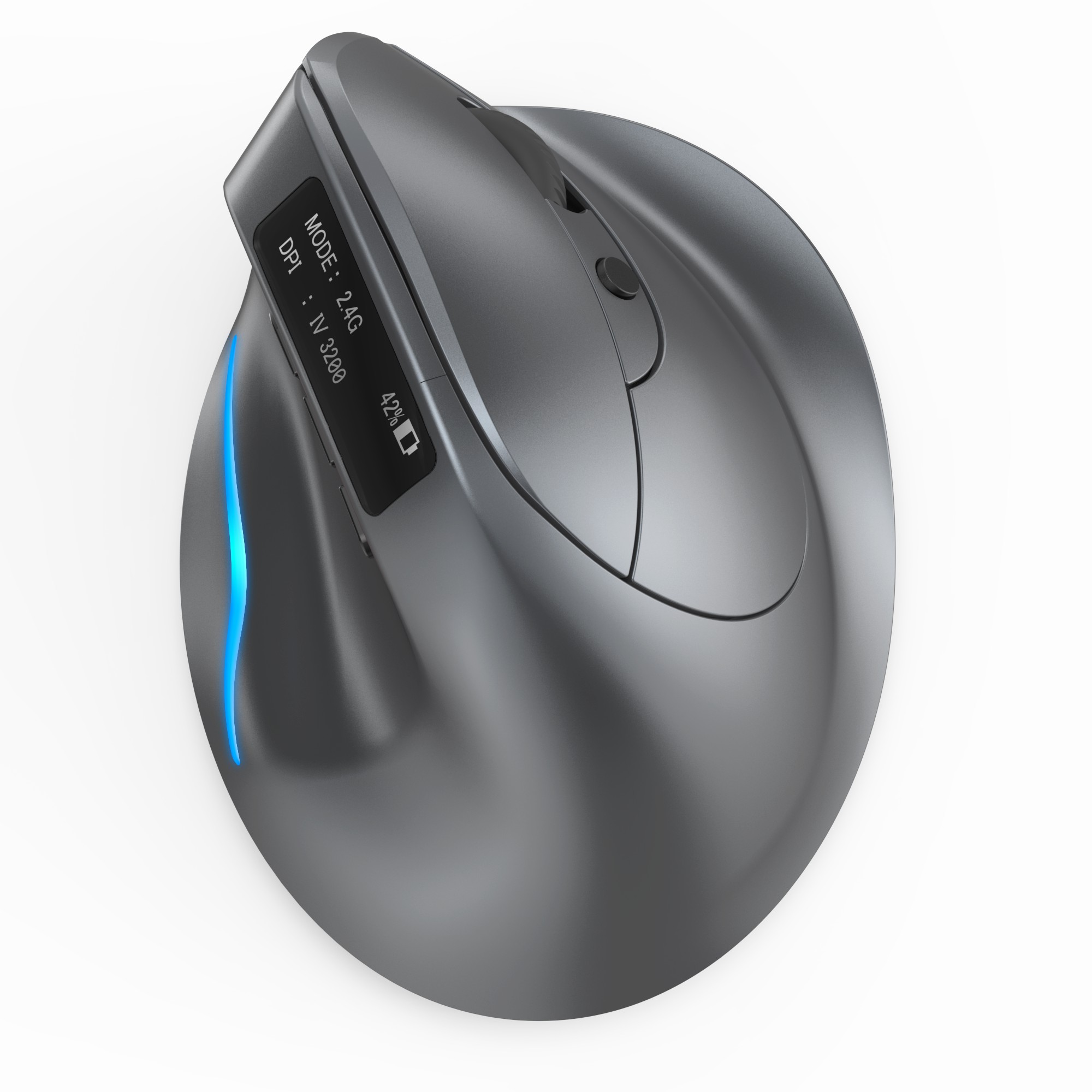 Pionowa mysz Bluetooth Lefon Bezprzewodowe myszy ergonomiczne z ekranem OLED RGB Optyczna mysz USB z akumulatorem do gier na laptopach PC: SZARY