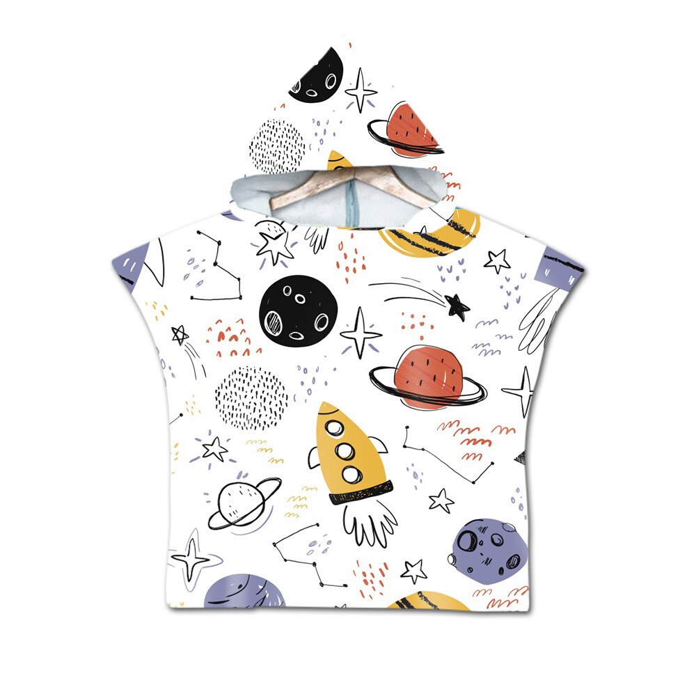 Microfiber Gedrukt Kids Strand Poncho Handdoek Outdoor Kind Wetsuit Veranderende Gewaden Met Mantel Quick Dry Hooded Badhanddoeken 60*80Cm
