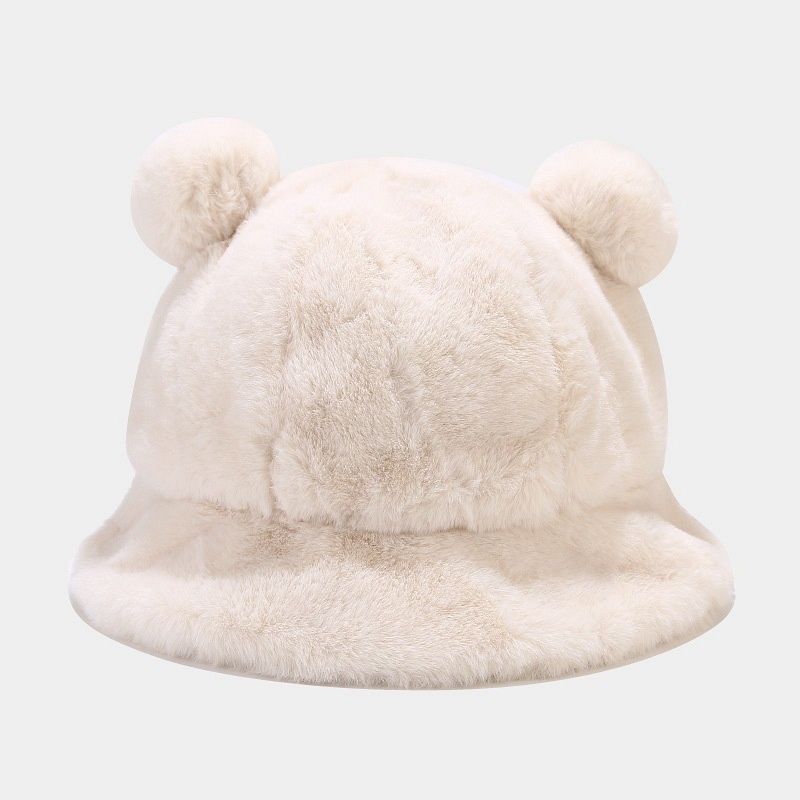 Cappello da pescatore giapponese carino peloso orecchio coda giovane donna studente Qiu dong ispessimento bacino di cappello caldo: Beige