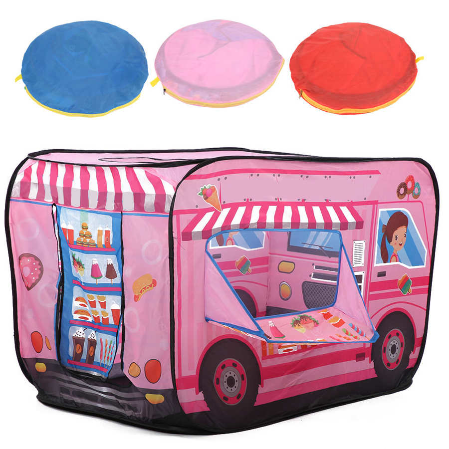 Kids Children Tent Popup Play Tent Toy Outdoor Foldable Playhouse Fire Truck Police Car Game House Bus Tent Indoor Outdoor Game