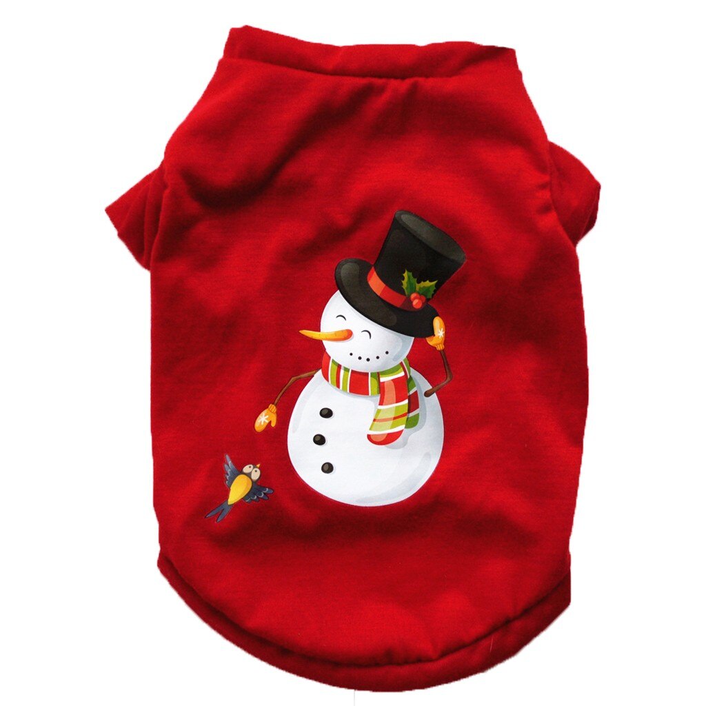 Christmas Pet dog Clothes Winter Christmas Print Clothes Pet Dog Long Sleeve Top Outfit Dog Clothing Cute Puppy Plus Size