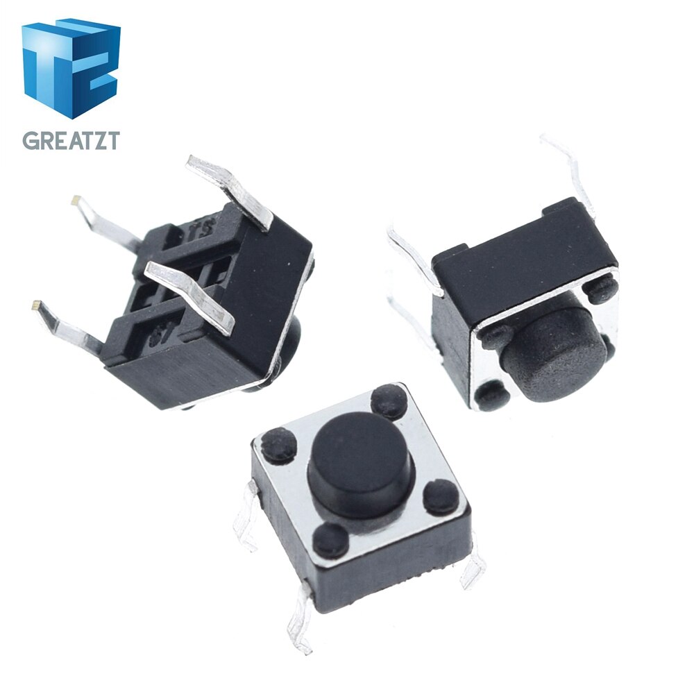GREATZT 50PCS Tactile Push Button Switch for Arduino 6x6x5mm 6*6*5mm 4PIN