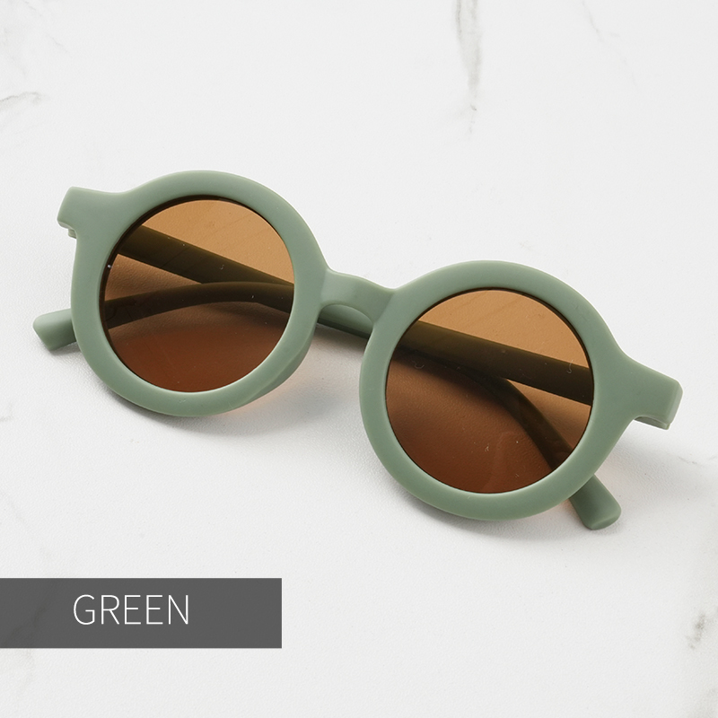 Baby sunglasses matte children's sunglasses trendy round frame retro mocha colored glasses anti purple line: black
