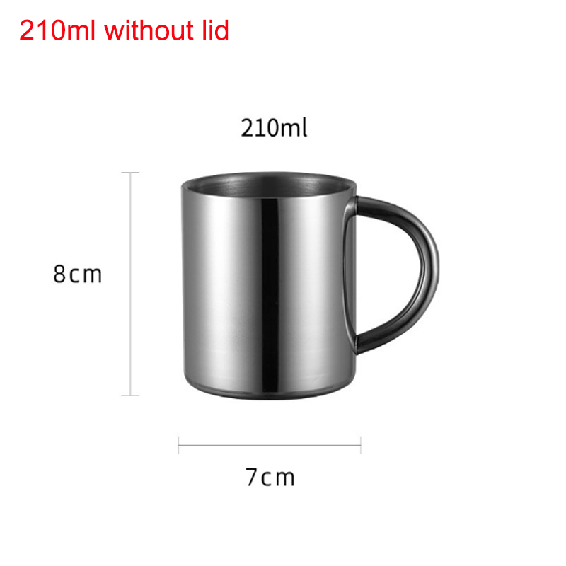 Double Wall Stainless Steel Coffee Mug with lid Portable Cup Travel Tumbler Jug Milk Tea Cups Office Water Mugs: B1-210ml