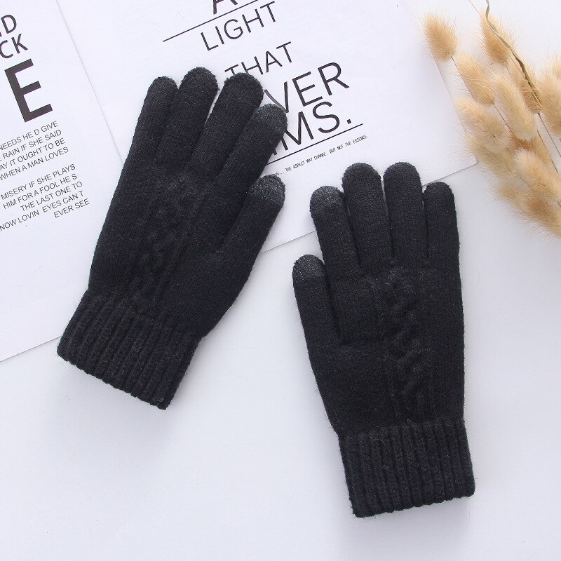 Kvinder handsker vinter berøringsskærm hold varme kørehandsker luvas modis de inverno guantes invierno guantes mujer moda: Sort