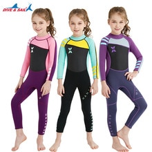 Lycra 2.5mm kids wetsuit girls long-sleeved surf suit, drifting suit,snorkeling suit,diving suit, quick-dry one-piece swimsuit