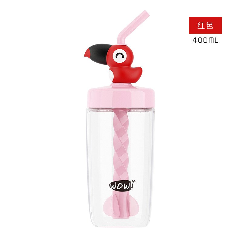 Toucan stirring sippy cup male and female students readily cup juice cup Korean children plastic cup cup