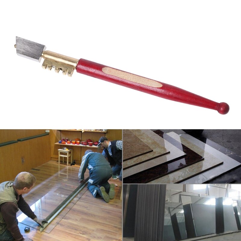 Diamond Antislip Wood Handle Oil Feed Glass Cutter Cutting Tools R9JC