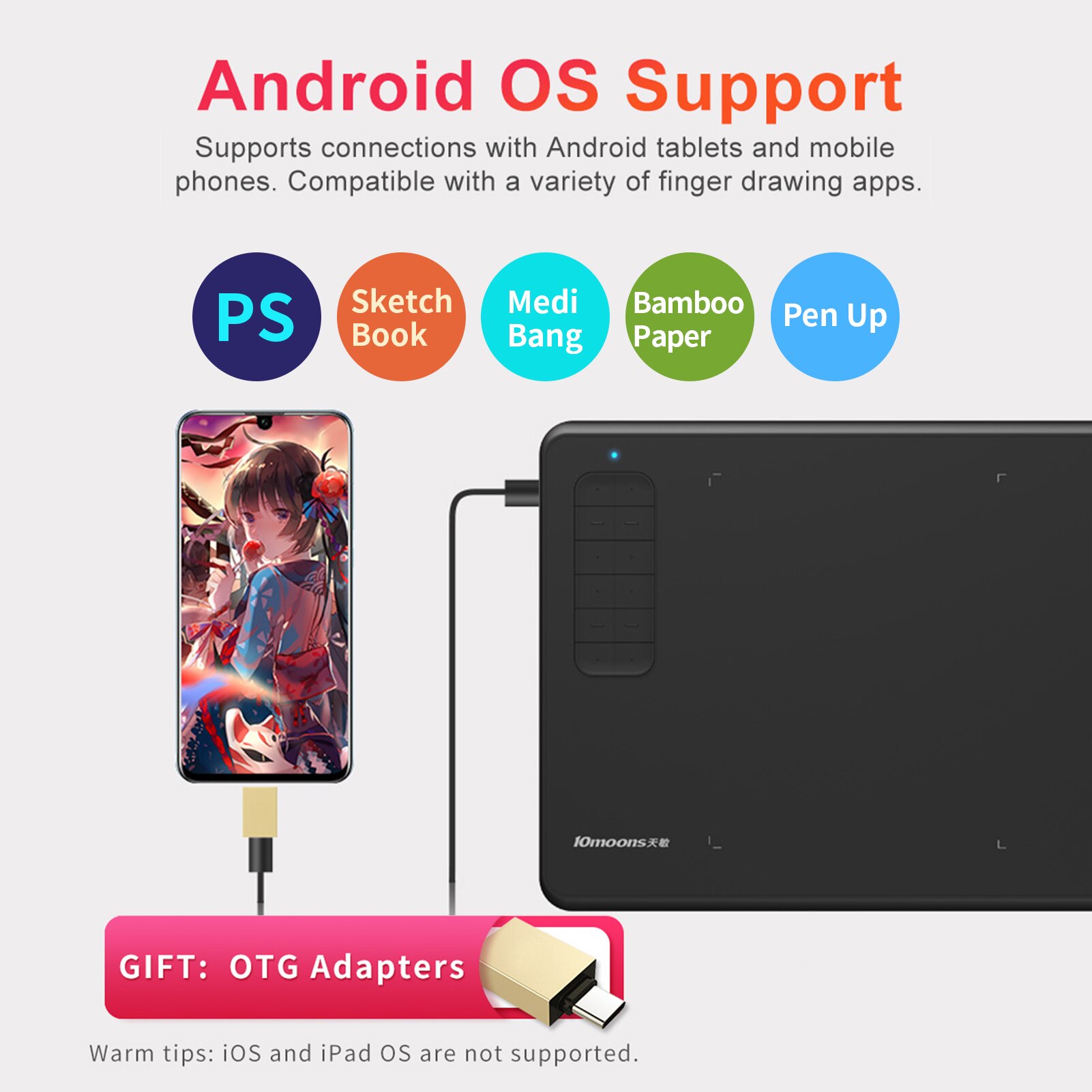 10moons G12 Graphics Drawing Tablet Ultralight Digital Creation Sketch with Battery-free Stylus 8192 Levels Pressure 12Keys