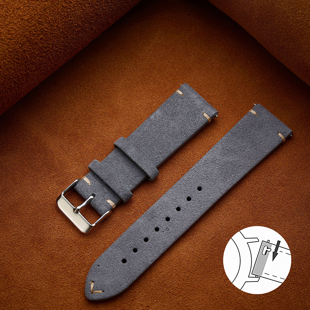 Correa de ante suave de liberación rápida, pulsera de 14mm, 16mm y 18mm, correas de reloj marrones de 20mm y 22mm, pulsera de piel de becerro, accesorios para mujeres y hombres