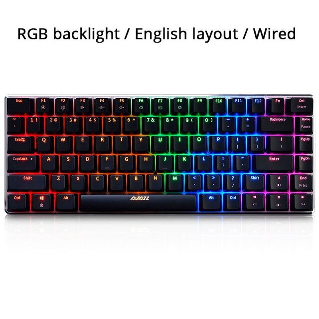 Ajazz Ak33 Mechanische Spel Toetsenbord Bedraad Russisch/Engels Layout Rgb Kleur Backlight 82 Key Conflict Gratis Computer Notebook Me: Black RGB  EN / zwarte schakelaar