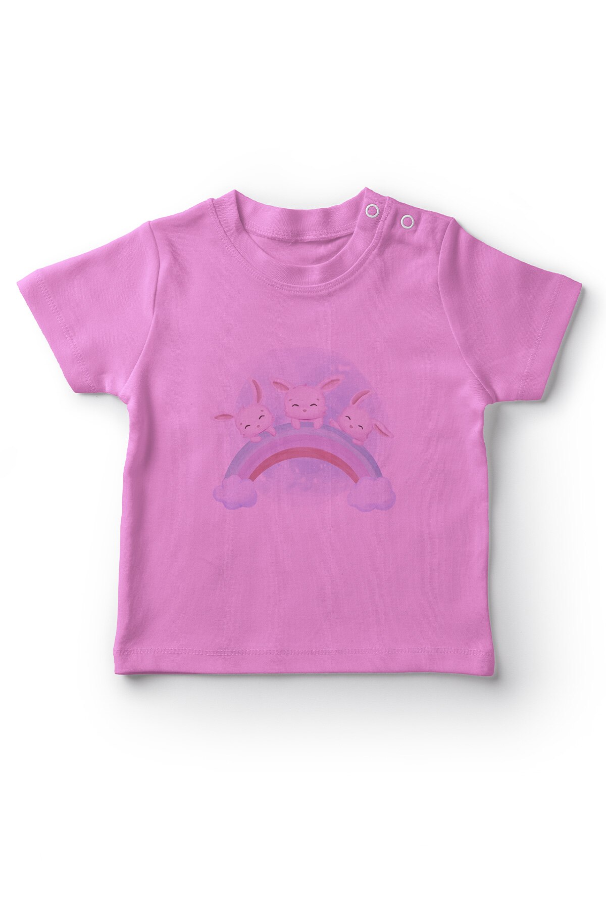 Bebê gökkuşağındaki coelhos meninas camiseta do bebê rosa