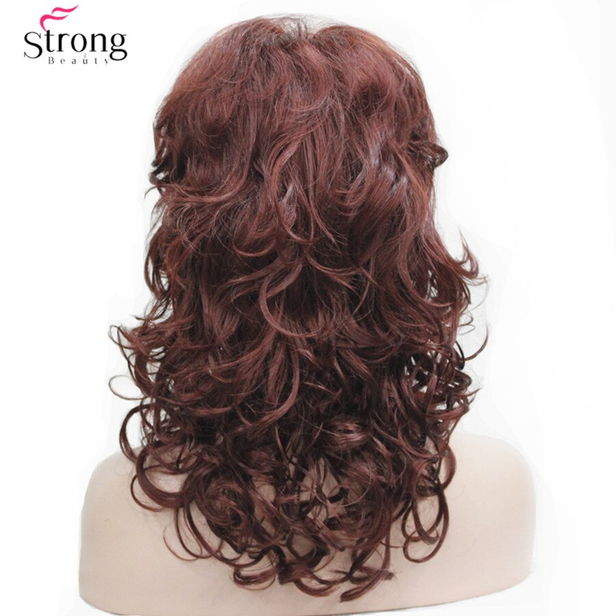 Perruque synthétique longue ondulée mi-longue | Perruque Auburn style Oblique pour femmes, perruque complète pour femmes: 33A