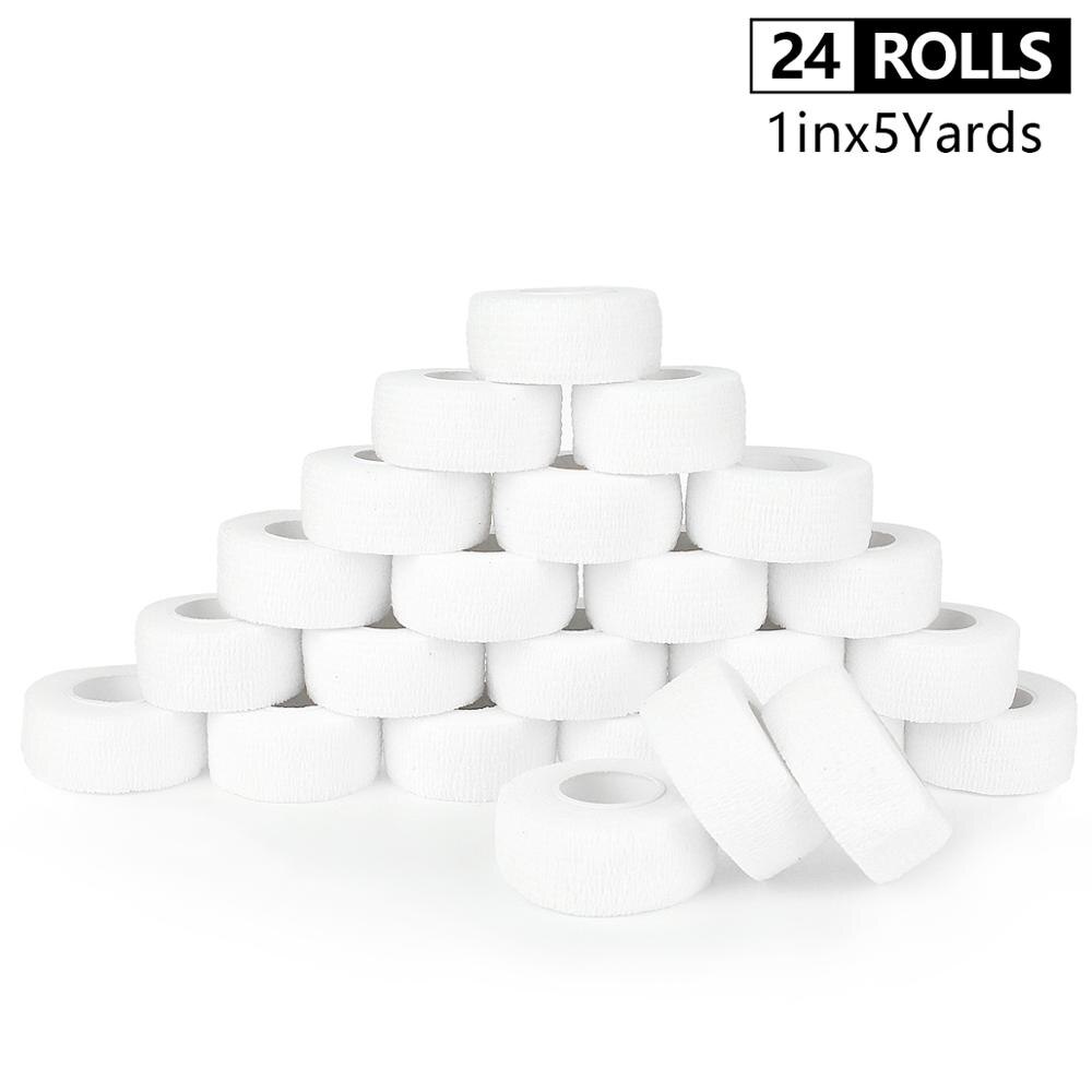 2.5Cm 24 Rolls Zelfklevend Bandage Aanhangend Elastische Samenhangend Camouflage Bandage Voor Vinger Geweven Sport Bandage: White