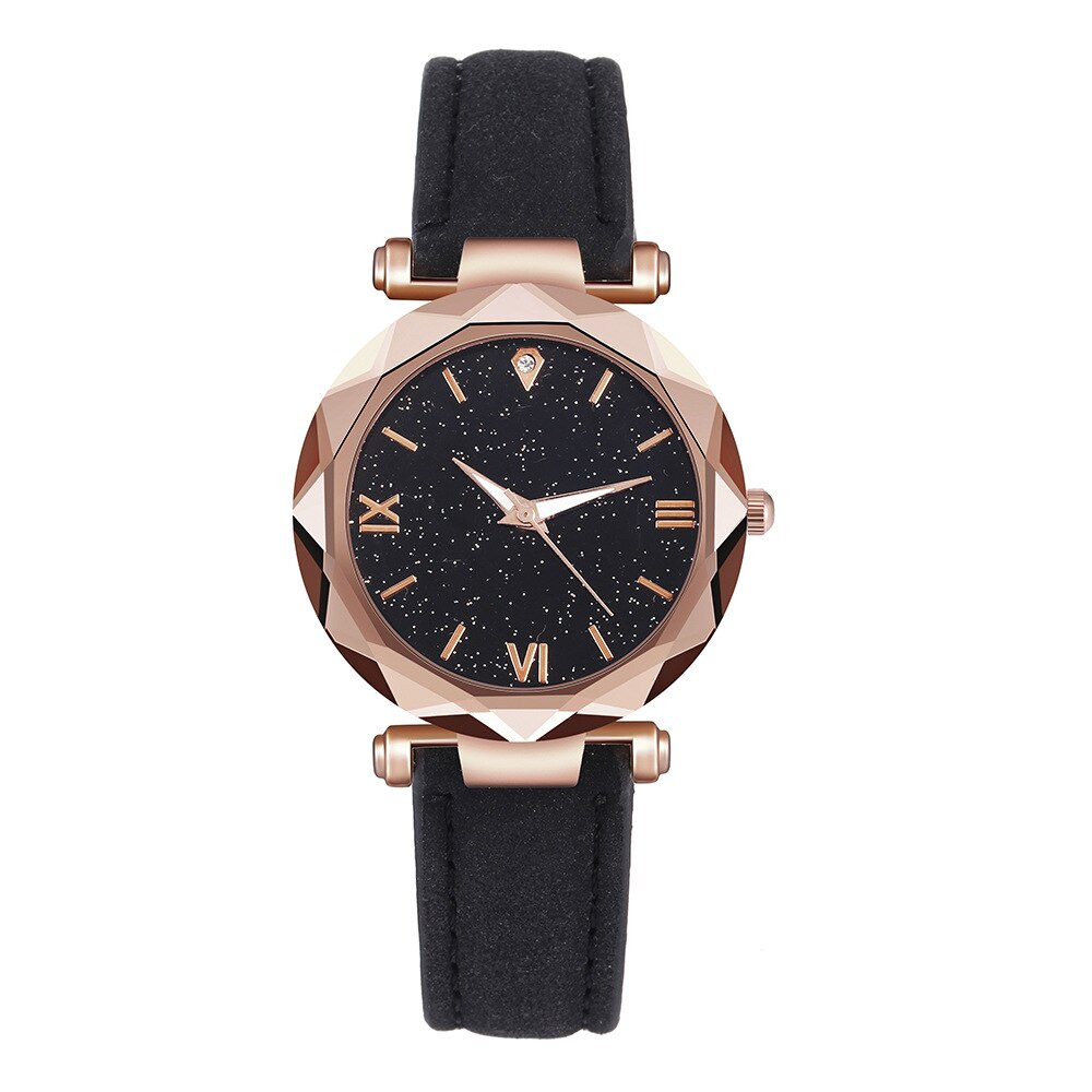 Roman watch digital star lady watch frosted belt watch woman: Coffee